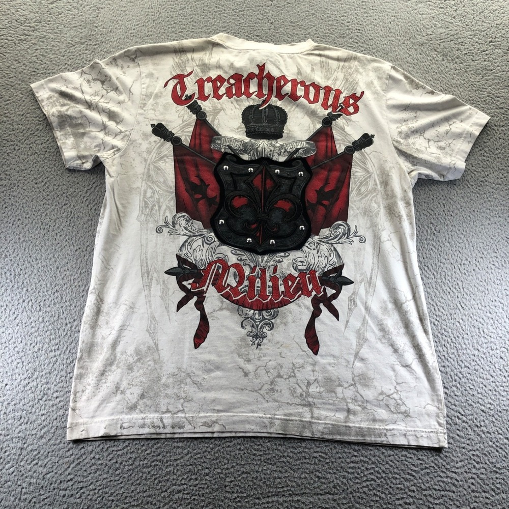 Vintage Raw Blue T Shirt Mens 3XL White Embroidered Puff Y2K Pinkman Streetwear